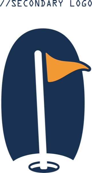 Secondary logo — a golf flag and putting green inside a navy oval