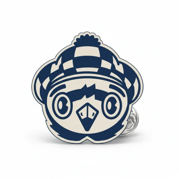 Tonal navy embroidered patch of the plover mascot