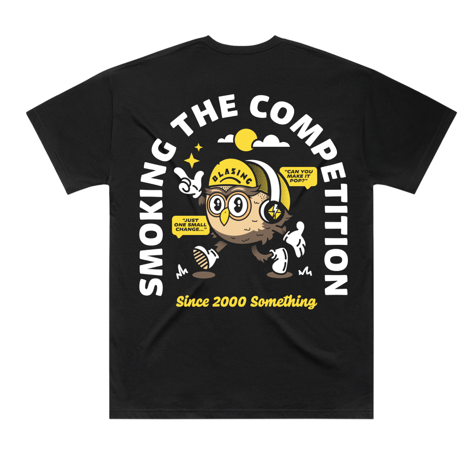 Black tee with the Smoking the Competition back print