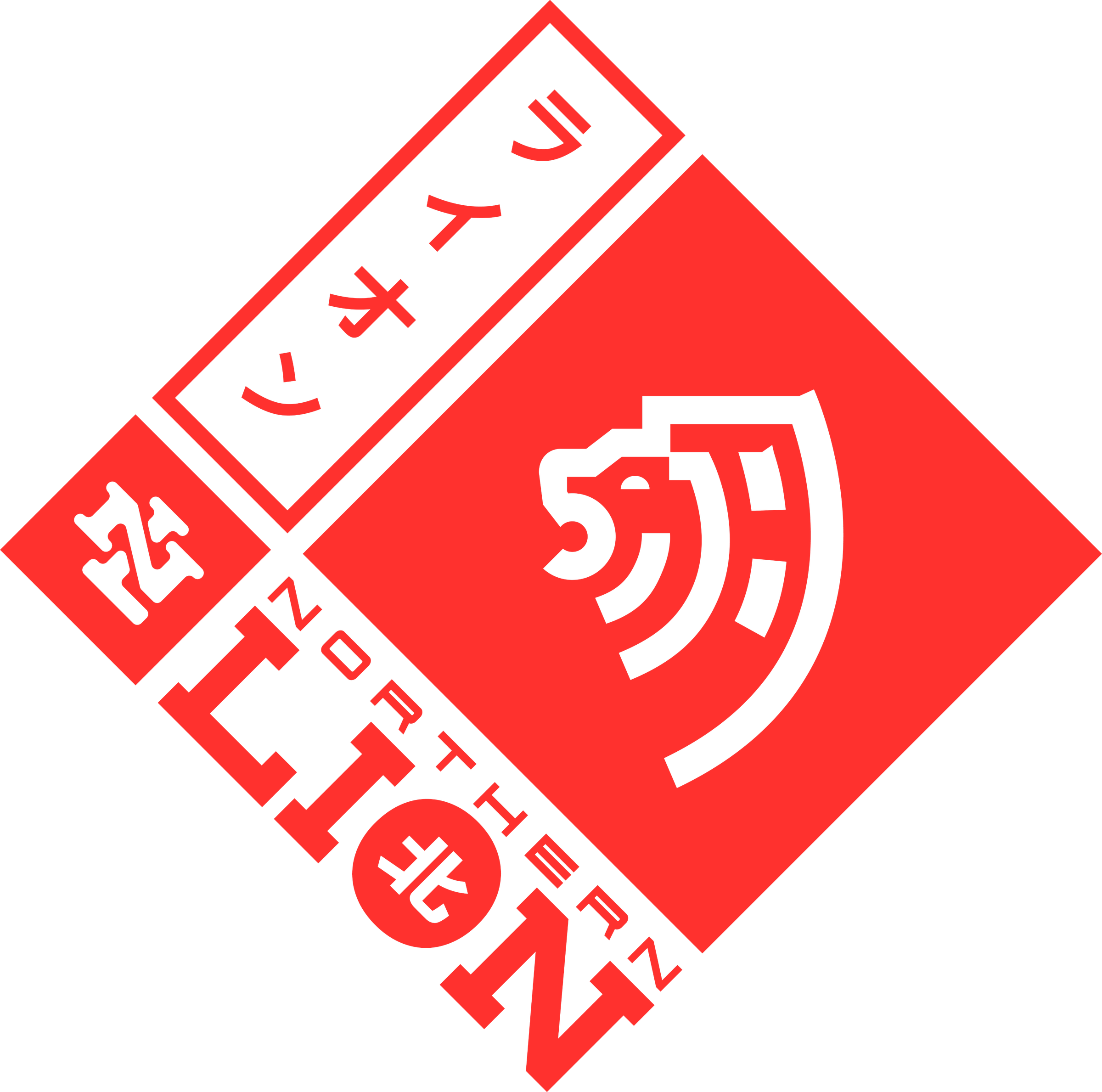 Rotated diamond lion badge