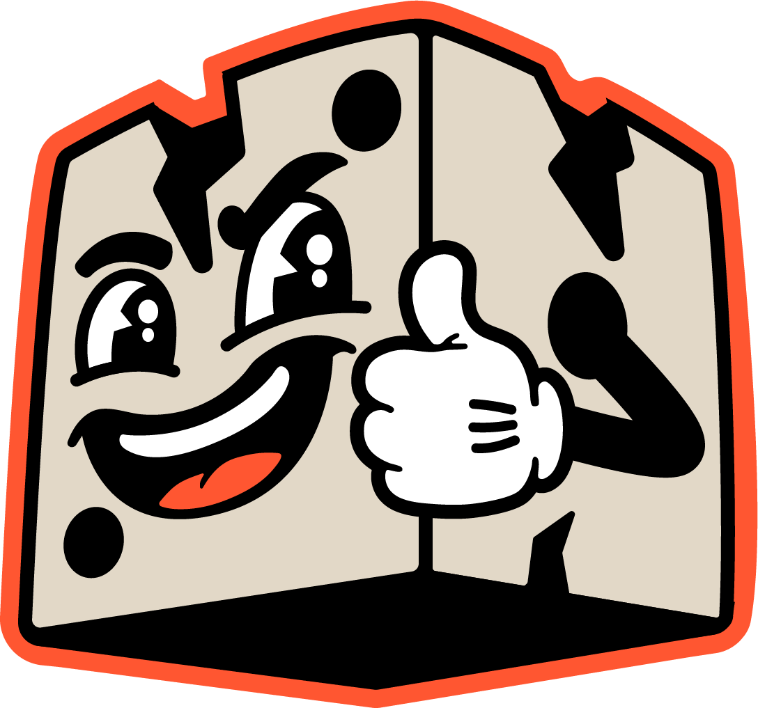 Unplayable cube mascot giving a thumbs up